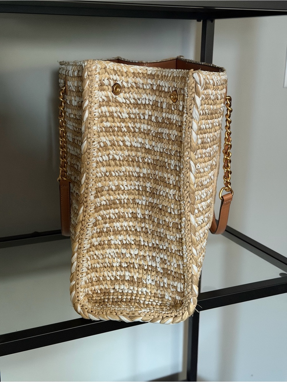 Tory Burch Ella Woven Logo Large Tote - Picture 4 of 9